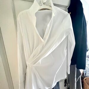 Soft Surroundings White Long Sleeve Wrap Shirt